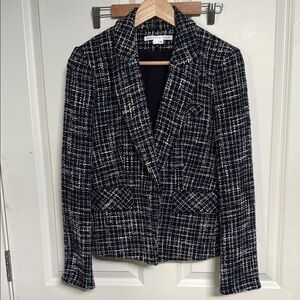 Veronica Beard Navy and White Tweed Blazer Tailored Classic